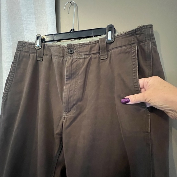 Gap Khakis Distressed Chocolate Brown Loose Boot Fit, Cotton, Size 36x32 - Picture 5 of 15